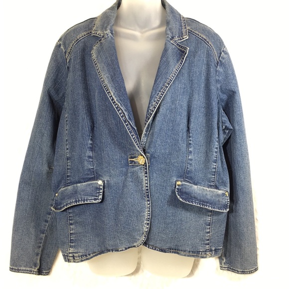 Baccini Jackets & Blazers - Baccini denim jean jacket blazer bling rhinestone